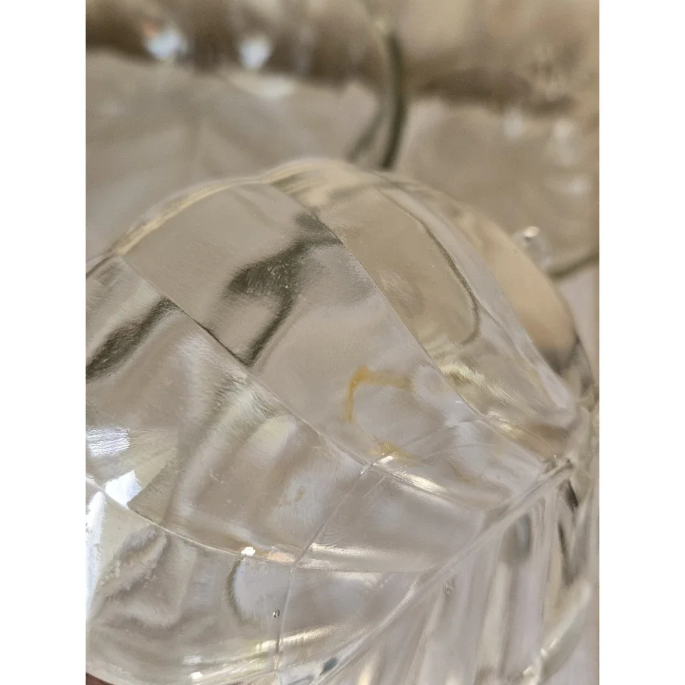 Vintage Clear Pressed Glass Leaf Bowl Set Large Serving Bowl‎ & 5 Dessert Bowls